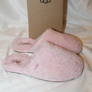 NIB UGG WOMEN'S CURLY PEARLE SLIP ON SHEARLING SLIPPERS PINK